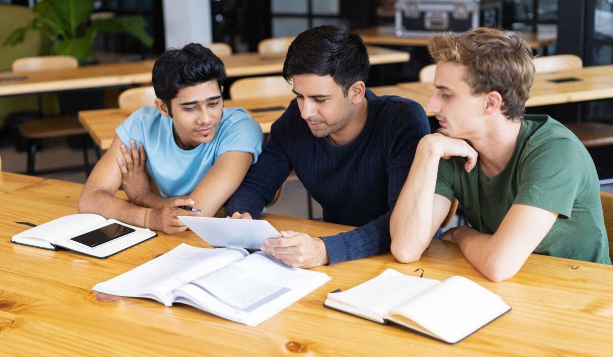 Students preparing on campus